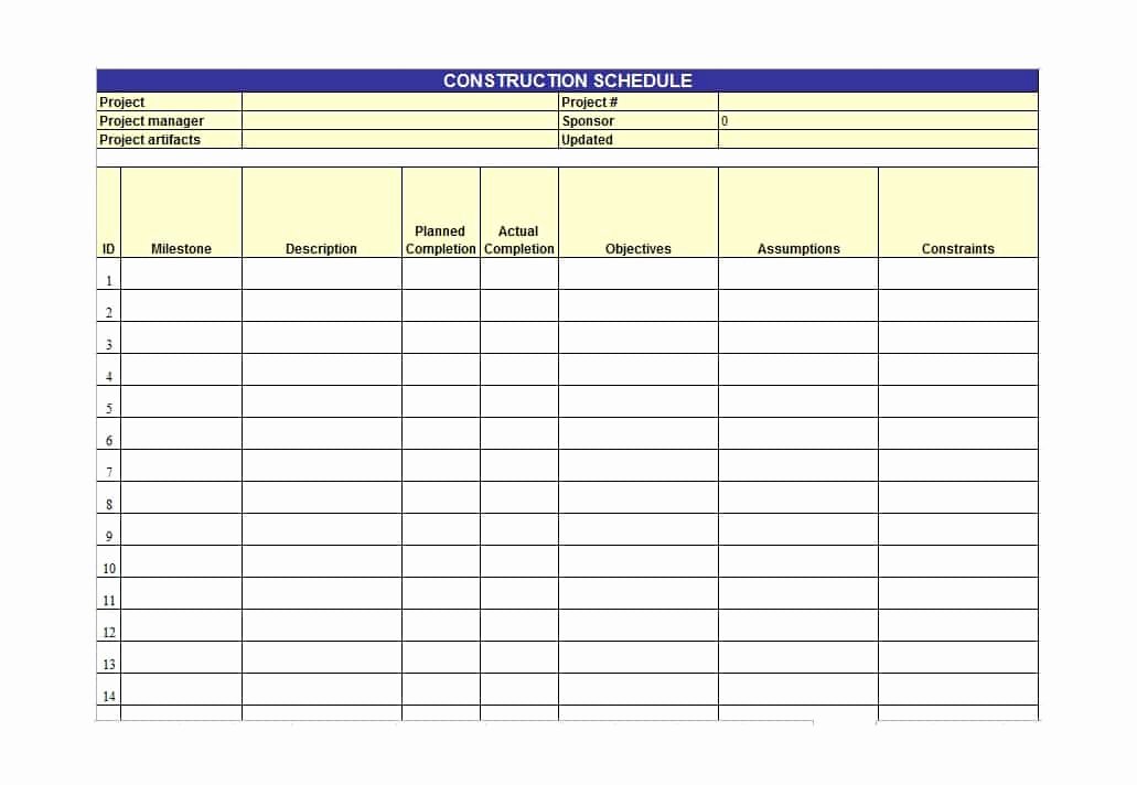 Project Schedule Template Word Awesome 21 Construction Schedule Templates In Word &amp; Excel