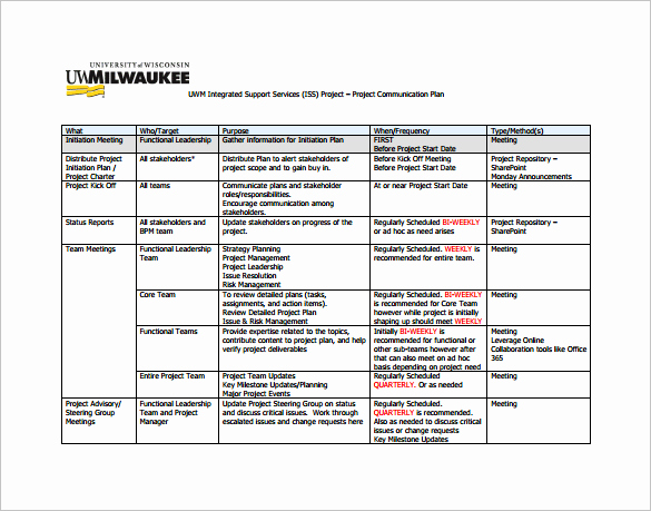 Project Schedule Template Word Unique 9 Project Munication Plan Templates Pdf Word format