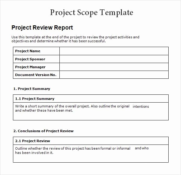 Project Scope Statement Template Best Of 3 Free Project Scope Statement Templates Word Excel