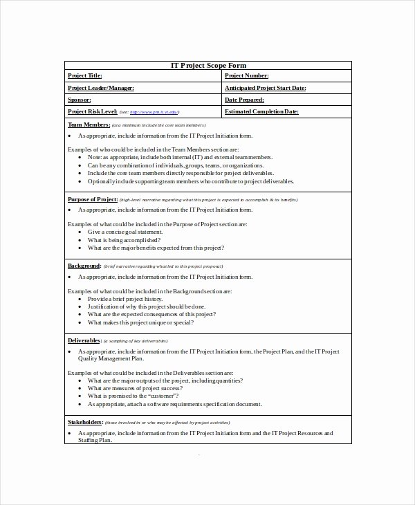 Project Scope Statement Template Best Of Project Scope Template 8 Free Word Excel Pdf