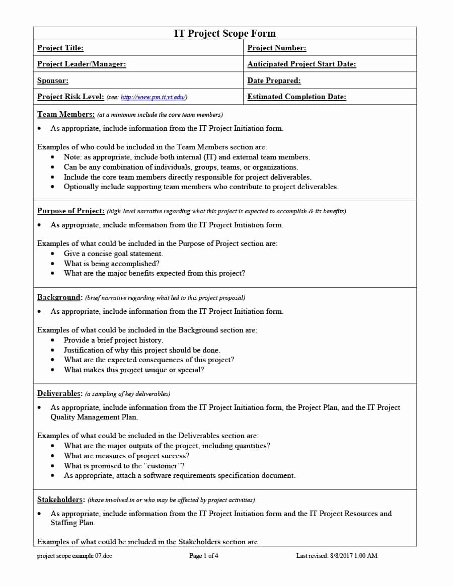 Project Scope Statement Template Inspirational 43 Project Scope Statement Templates &amp; Examples Template Lab