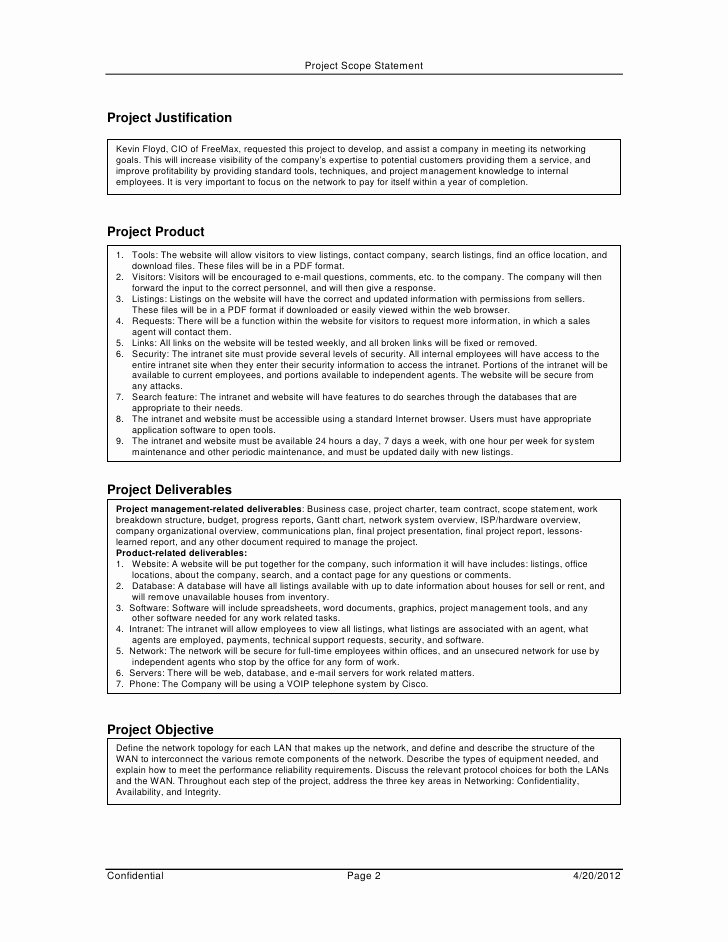 Project Scope Statement Template Inspirational Project Scope Management Plan