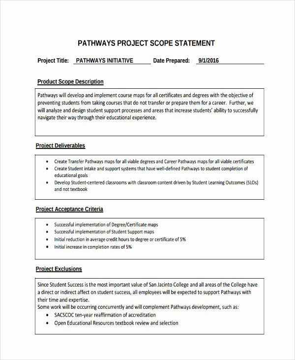 Project Scope Statement Template Lovely 7 Scope Statement Examples &amp; Samples Pdf