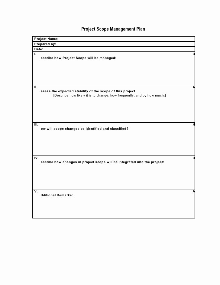 Project Scope Statement Template New Project Scope Management Plan Template