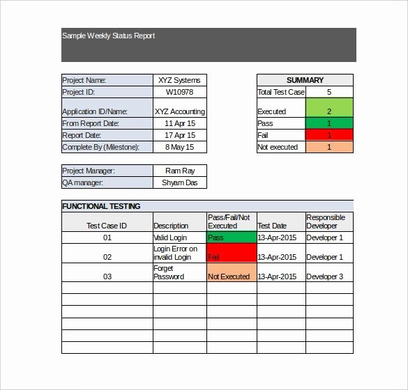 Project Status Report Template Excel Fresh Free Weekly Report Template 12 Excel Powerpoint Word
