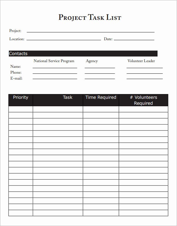 Project Task List Template Best Of Sample Task List Template 8 Free Documents Download In