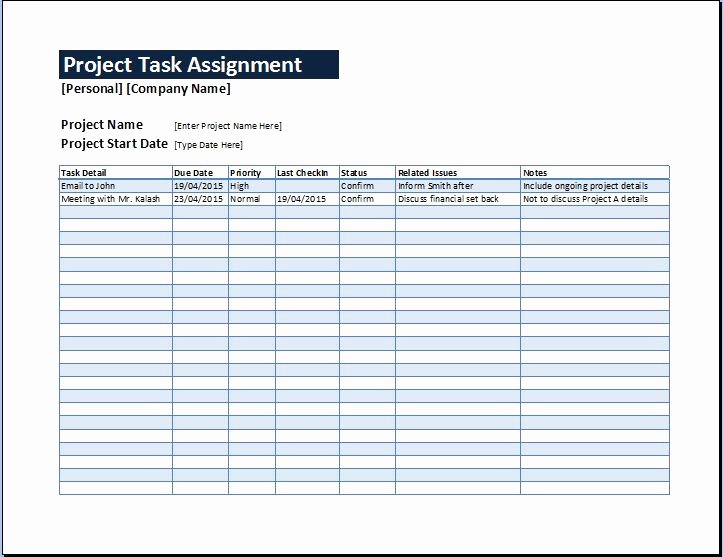 Project Task List Template Excel Awesome Project Task assignment Management Sheet
