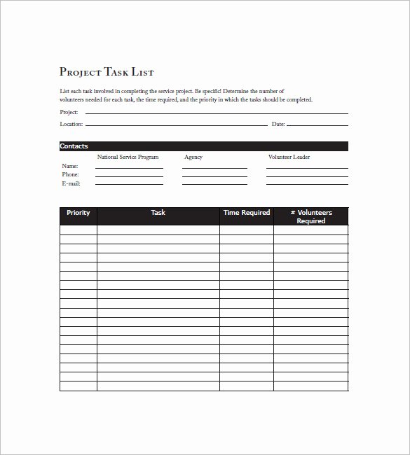 Project Task List Template Inspirational Daily Task List Template – 9 Free Word Excel Pdf format