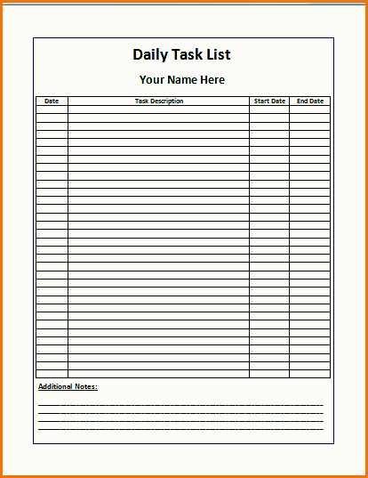 Project Task List Template New Daily Weekly Project Task List Template Excel Spreadsheet
