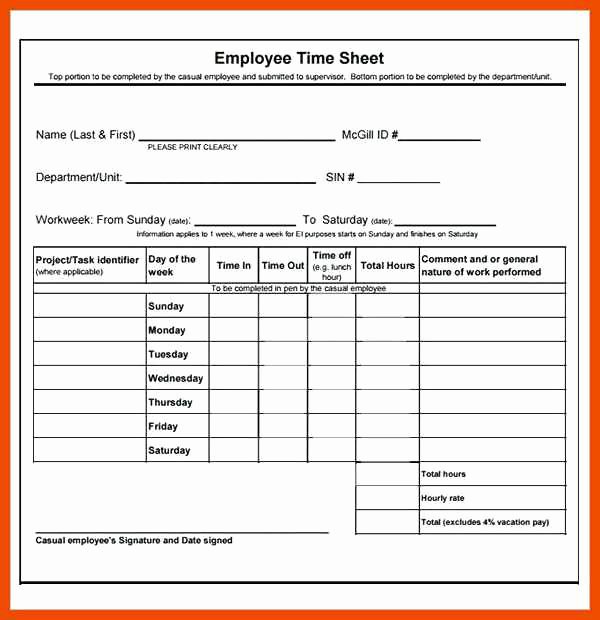 Project Timesheet Template Excel New 6 7 Sample Timesheet