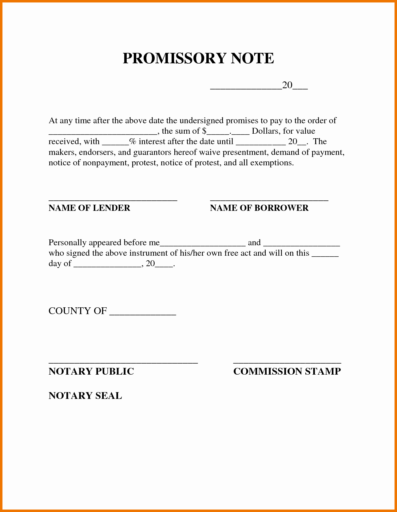 Promissory Note Template Free Awesome Free Promissory Note Template