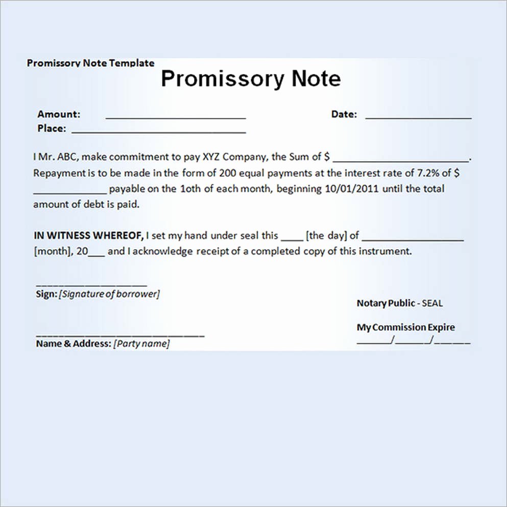 Promissory Note Template Free Fresh Sample Promissory Note