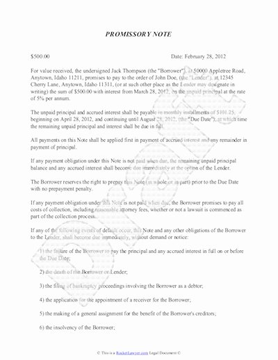 Promissory Note Template Free Lovely Promissory Note Template Free Sample Promissory Note