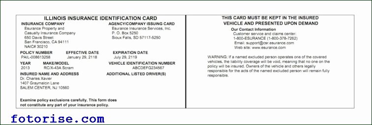Proof Of Insurance Template Unique Free Fake Auto Insurance Card Template Car Insurance Card