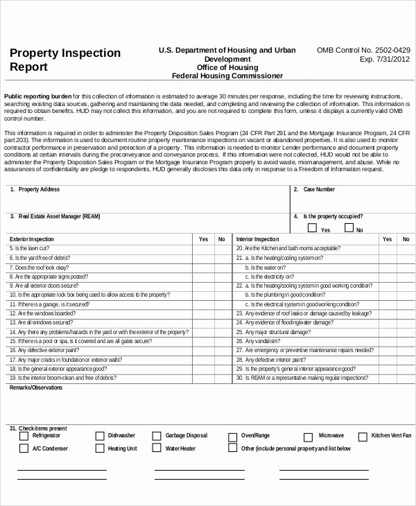 Property Inspection Reports Template Inspirational 10 Sample Inspection Report Templates Docs Word Pages