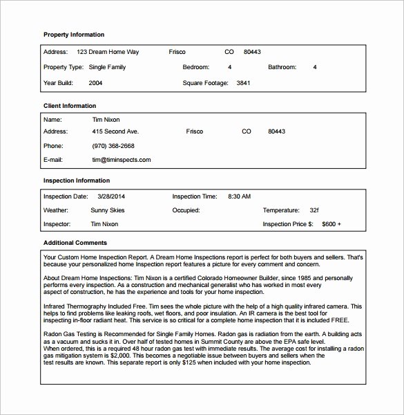 Property Inspection Reports Template Unique 12 Sample Home Inspection Reports
