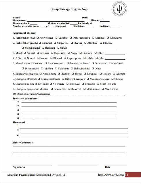 Psychotherapy Progress Note Template Best Of Grop therapy Progress Note Template Excel
