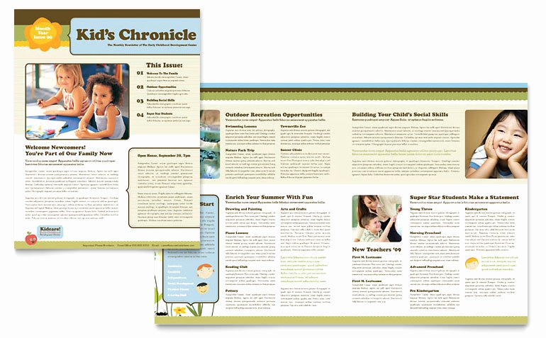 Publisher Newsletter Template Free Fresh Child Development School Newsletter Template Word