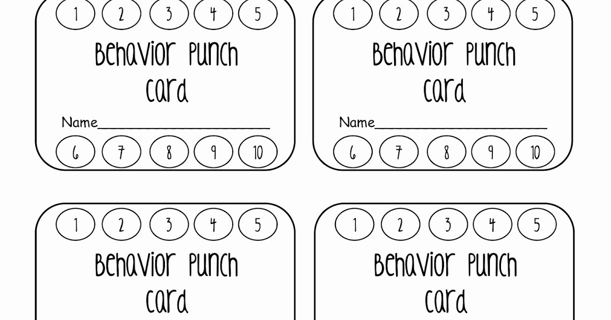 Punch Card Template Free Downloads Fresh Classroom Freebies Behavior Punch Card