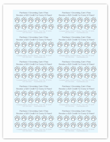 Punch Card Template Free Downloads New Dog Grooming Business Templates