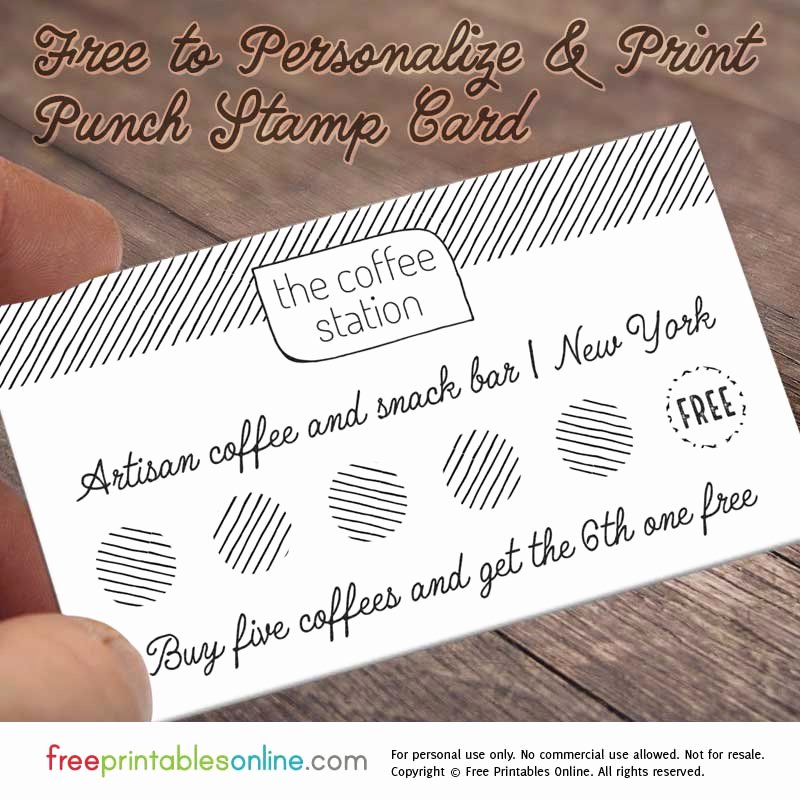 Punch Card Template Free Downloads New Sketched Lines Personalized Loyalty Punch Card