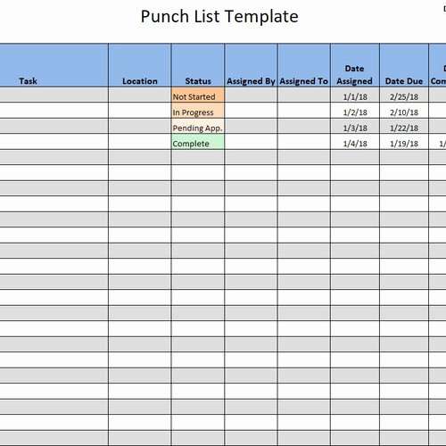 Punch List Template Excel Inspirational Download Construction form Teplates