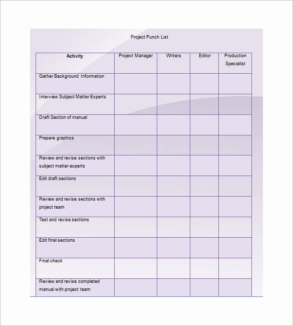 Punch List Template Excel New Punch List Template 8 Free Word Excel Pdf format