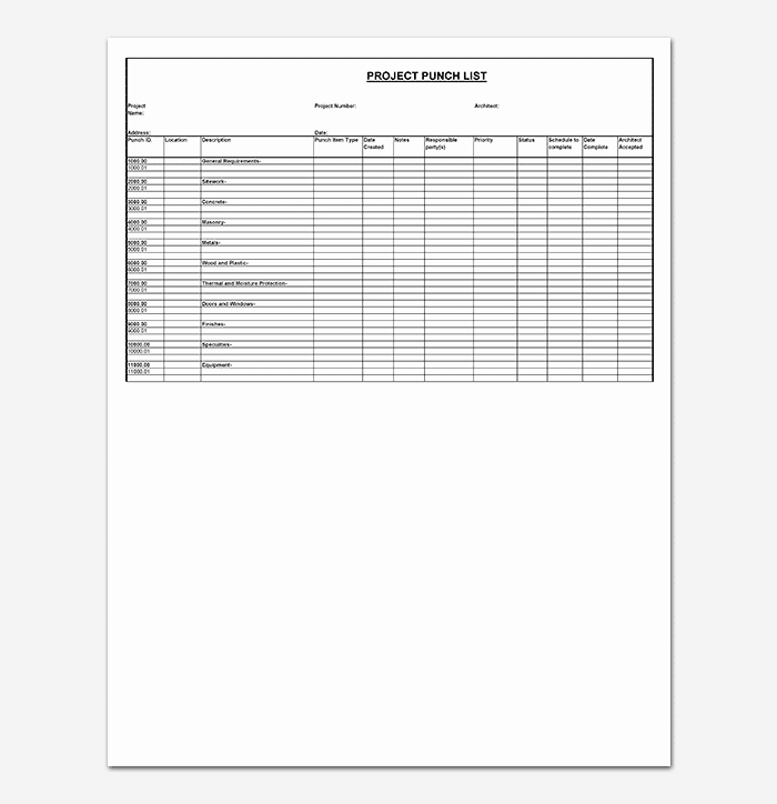 Punch List Template Pdf New Punch List Template 14 Word Excel Pdf format