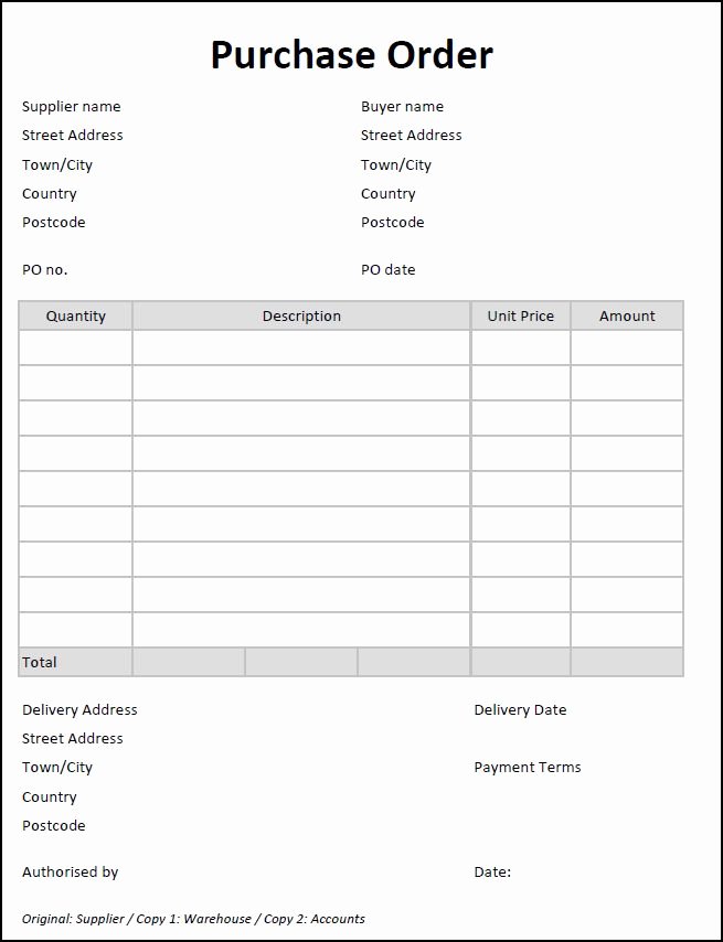 Purchase order Template Doc Awesome 5 Purchase order Templates Excel Pdf formats
