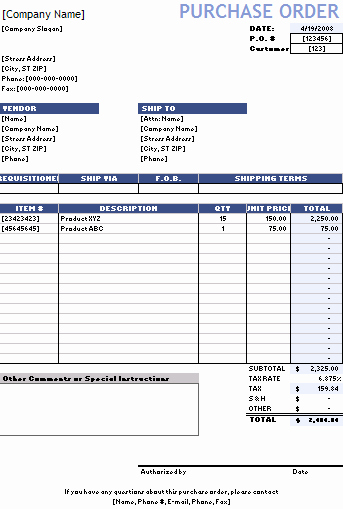 Purchase order Template Doc Inspirational Purchase order Template