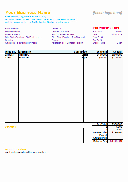 Purchase order Template Doc Luxury 40 Free Purchase order Templates forms
