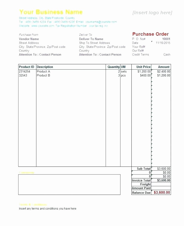 Purchase order Template Doc New Purchase order Template Docx Blank form with forms