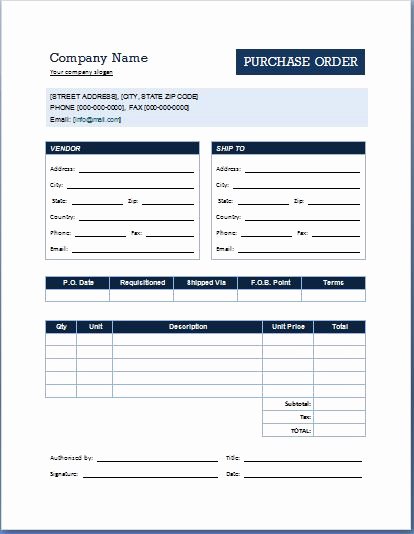 Purchase order Template Doc Unique formal Purchase order Template