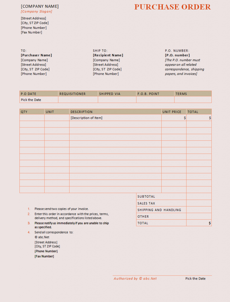 Purchase order Template Doc Unique Purchase order Template Word Templates Trakore Document