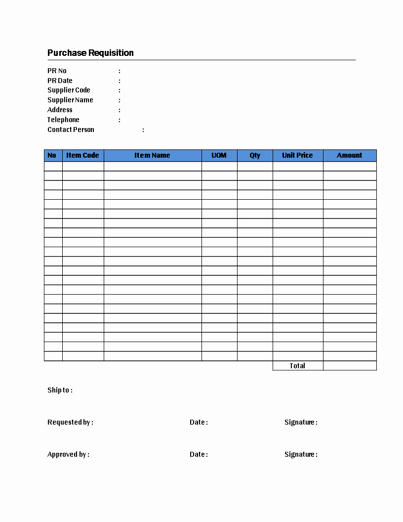 Purchase Requisition form Template Inspirational Free Purchase Requisition Template