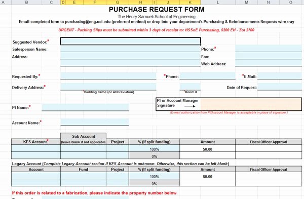 Purchase Requisition form Template Lovely Purchase Request form In Excel