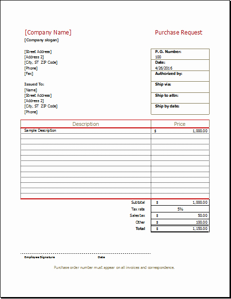 Purchase Requisition form Template New Purchase Request form Template for Excel
