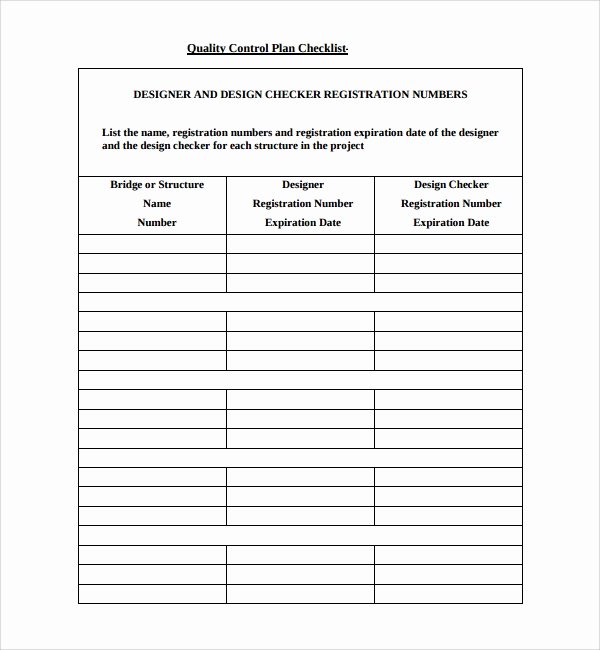 quality control plan template