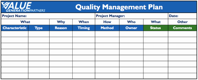 Quality Control Plan Template Awesome Project Management – Page 2 – Value Generation Partners Vblog