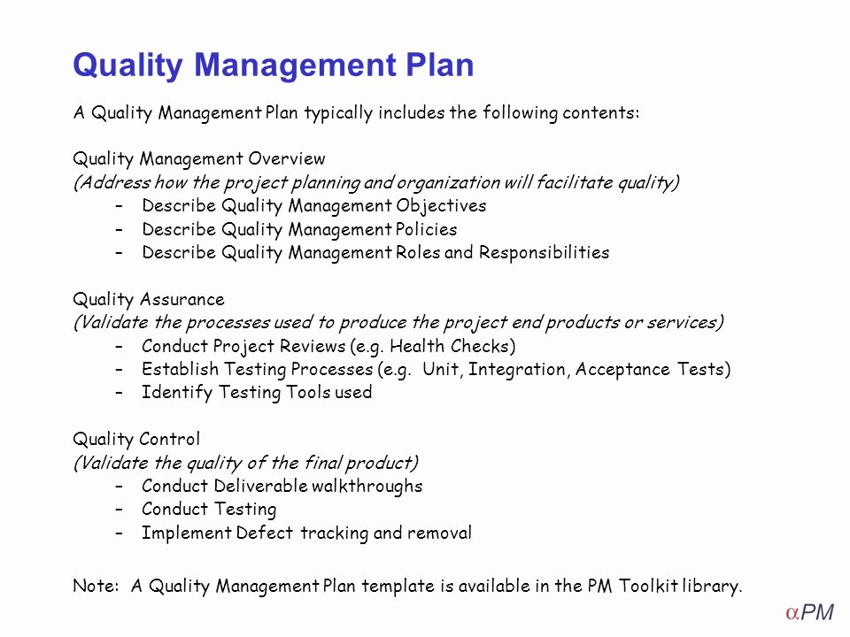 Quality Control Plan Template Best Of How to Apply Quality Management Ppt Video Online