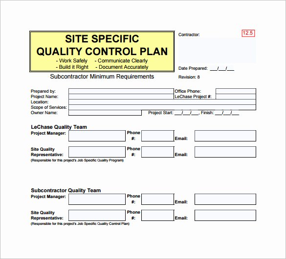 Quality Control Plan Template Excel Beautiful Quality Control Plan Template