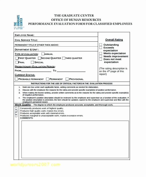 Quarterly Performance Review Template Awesome Employee Performance Appraisal form 1 Name Quarterly