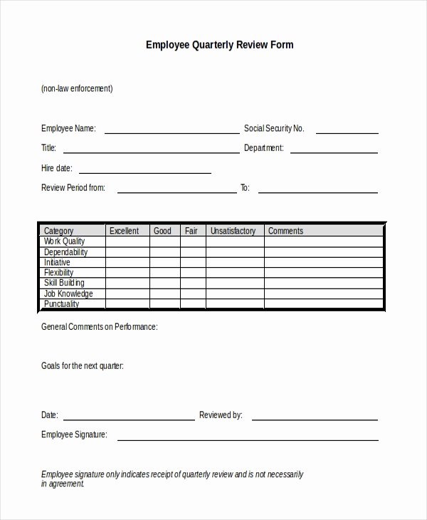 Quarterly Performance Review Template Awesome Sample Employee Review form 10 Free Documents In Doc Pdf