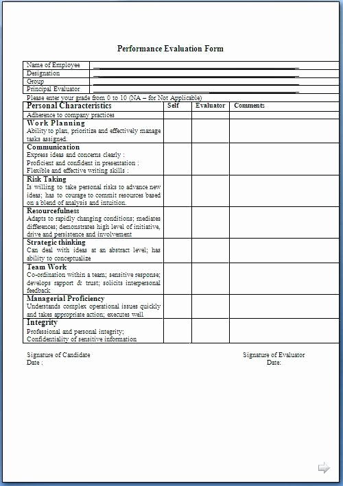 Quarterly Performance Review Template Inspirational Employee Performance Appraisal form 1 Name Quarterly