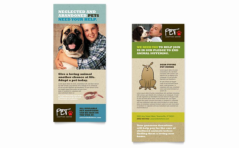 Rack Card Template Publisher Unique Animal Shelter &amp; Pet Adoption Rack Card Template Word