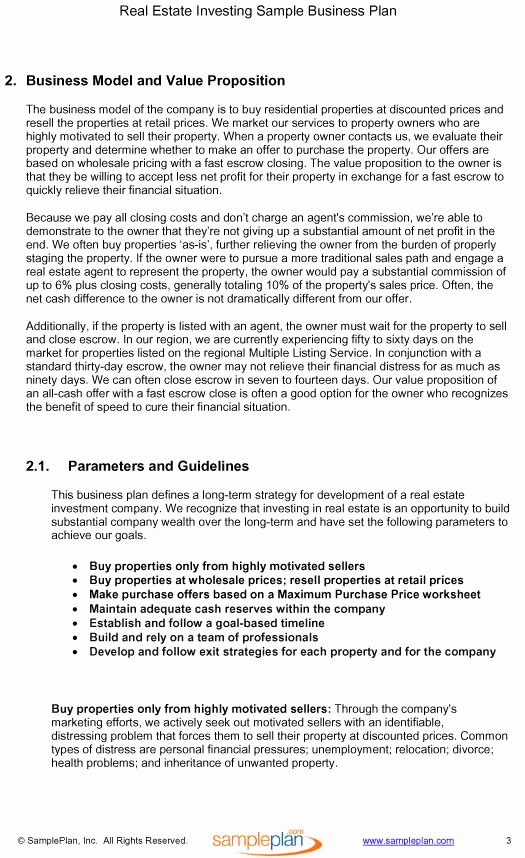 Real Estate Investment Proposal Template Best Of Business Plan Template for Real Estate Investment