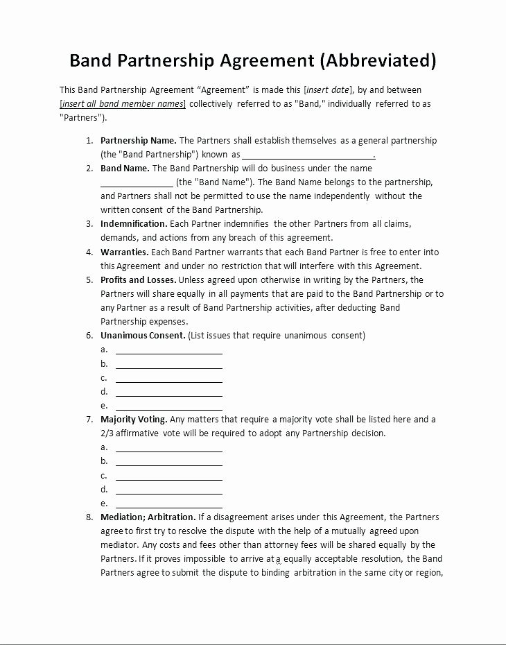 Real Estate Partnership Agreement Template Fresh Printable Sample Partnership Agreement Template form