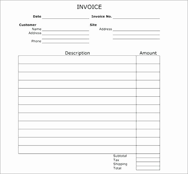 Receipt Template Free Printable Lovely Free Invoice Template Printable Download Blank Print Paper