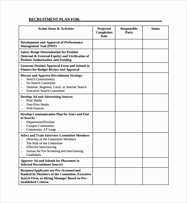 Recruitment Action Plan Template Beautiful Sample Recruiting Plan Template 9 Free Documents In Pdf