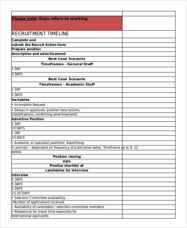 Recruitment Plan Template Excel Inspirational 9 Excel Timeline Templates Free Samples Examples